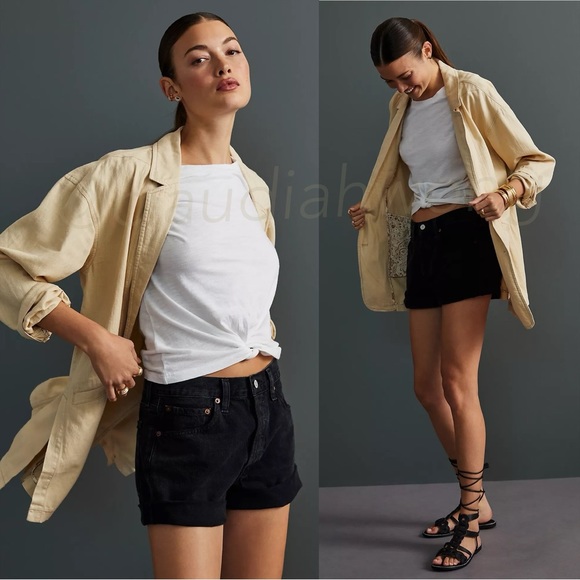 Anthropologie Jackets & Blazers - PILCRO Oversized Linen Blazer in Beige